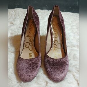 Sam Edelman Mauve Velvet Stillson Pumps Block Heel Size 8M